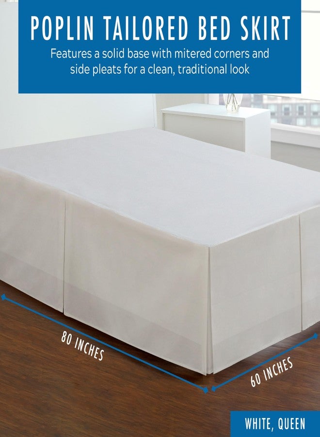 Fresh Ideas Bedding Tailored Bedskirt, Classic 14” Drop Length, Pleated Styling, Queen, White - Image 2