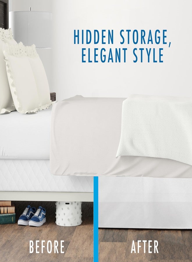 Fresh Ideas Bedding Tailored Bedskirt, Classic 14” Drop Length, Pleated Styling, Queen, White - Image 4