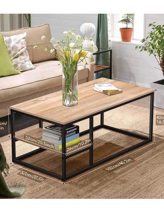 Coffee Table With Shelf Biege 42X102X52