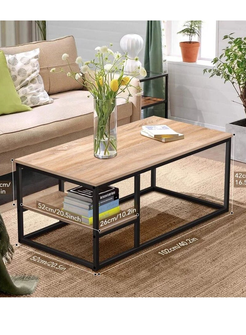 Home Gallery Coffee Table With Shelf Biege 42X102X52 - Image 1