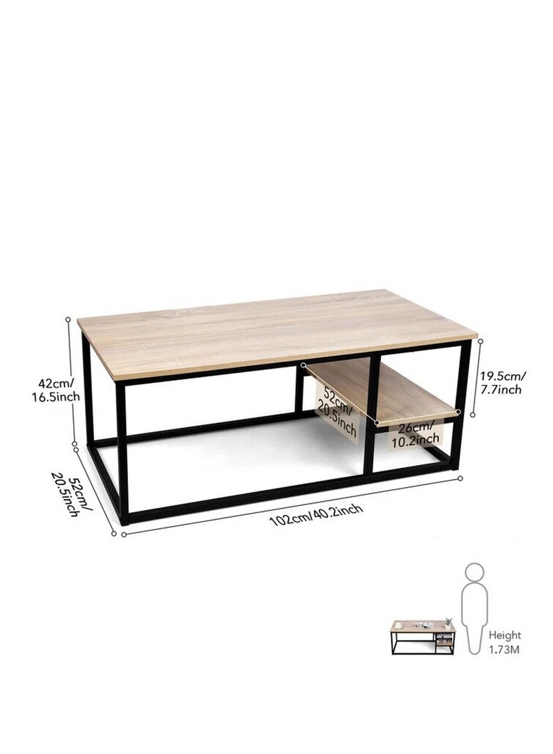 Home Gallery Coffee Table With Shelf Biege 42X102X52 - Image 3