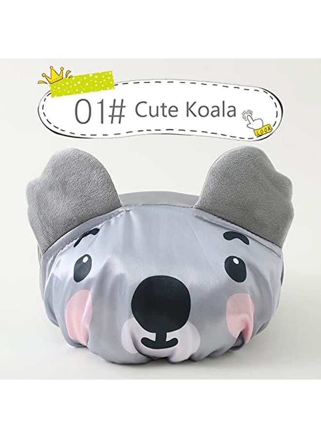 Foyadi Bath Reusable Shower Caps Designed for Baby, Kids, Children,Long/Thick Hair, Cute, Waterproof, Cartoon Animal, Double Layer Bathing Hat for Boys, Girls, Women(Yellow Chicken; Cute Kaola) - Image 4