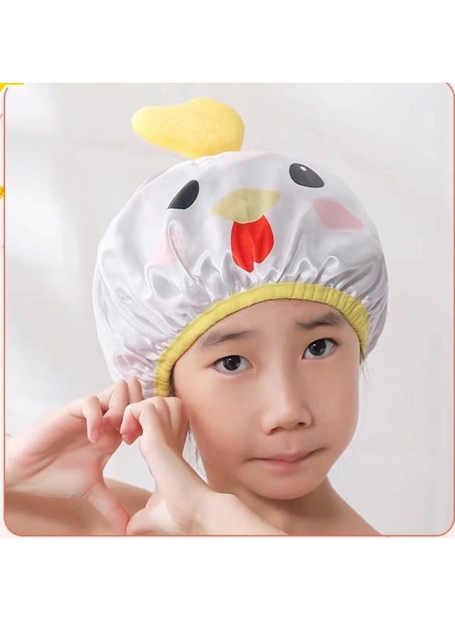 Foyadi Bath Reusable Shower Caps Designed for Baby, Kids, Children,Long/Thick Hair, Cute, Waterproof, Cartoon Animal, Double Layer Bathing Hat for Boys, Girls, Women(Yellow Chicken; Cute Kaola) - Image 5