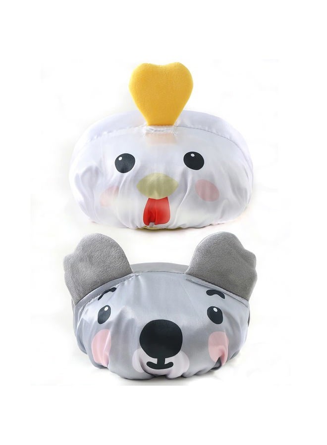 Foyadi Bath Reusable Shower Caps Designed for Baby, Kids, Children,Long/Thick Hair, Cute, Waterproof, Cartoon Animal, Double Layer Bathing Hat for Boys, Girls, Women(Yellow Chicken; Cute Kaola) - Image 1