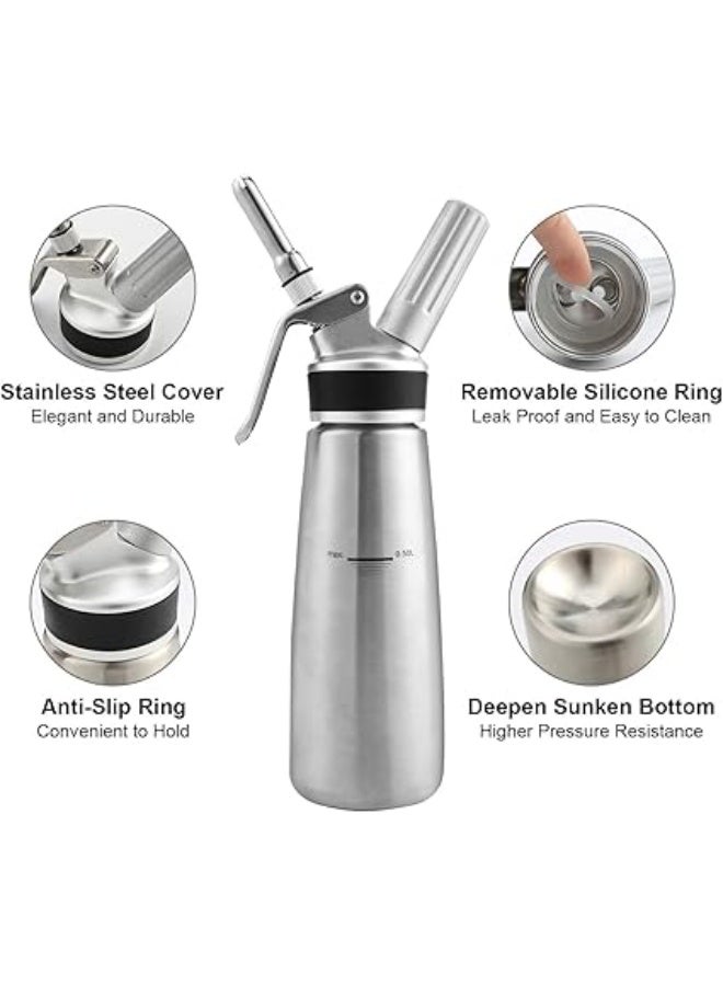 500ml Aluminum Whipped Cream Maker – Durable Cream Dispenser for Professional Cooking and Baking – Made from High-Quality Aluminum for Long-Lasting Strength and Lightweight Use – Includes Multiple Decorating Nozzles for Easy Dessert and Drink Topping – Perfect Tool for Making Whipped Cream, Mousses, and Sauces at Home or in Bakeries - Image 4