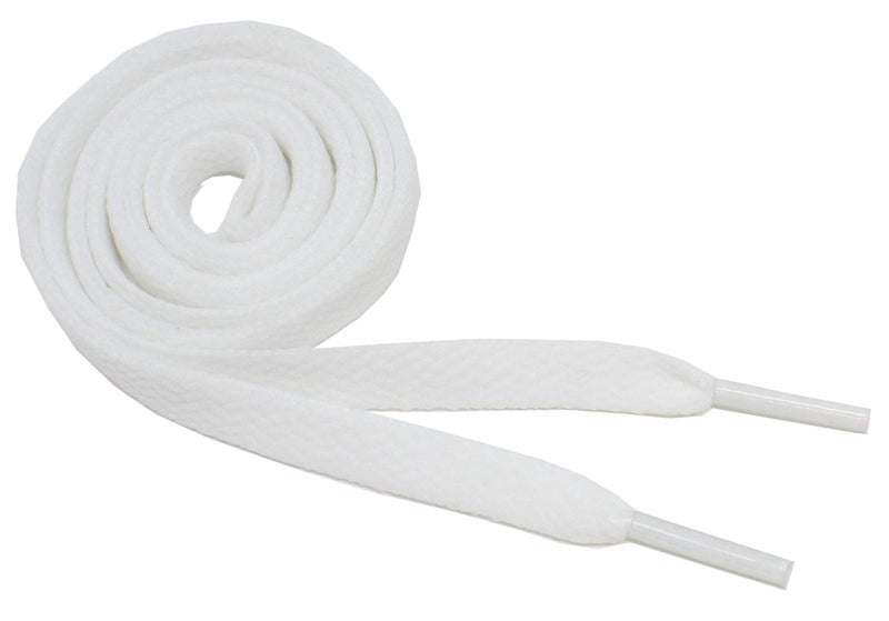 BCB Wear Flat Shoelaces 5/16" Wide Solid Colors Several Lengths For Sneakers and Shoes (White-36) - Image 2