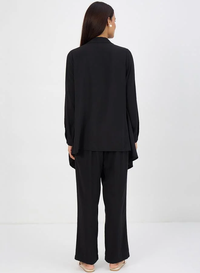 فيميلا طقم بلوزة بياقة غير متماثلة وبنطال