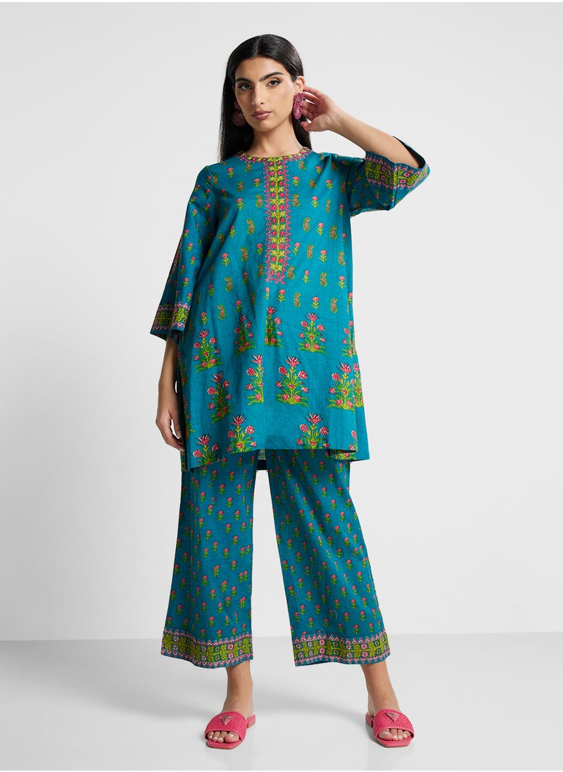 Biba Printed Kurta & Palazzo Set  - Image 5