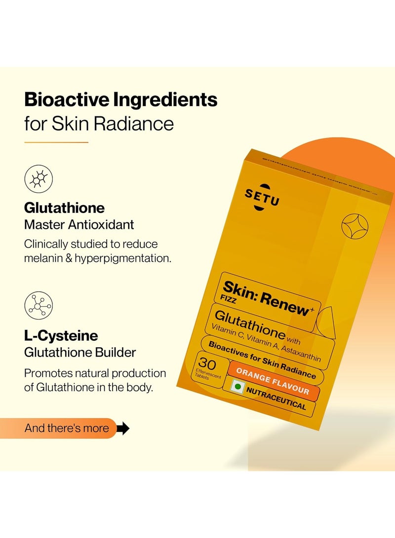 SETU skin renew glutathione tablets for glowing skin 60 effervescent tablets with 500mg l glutathione and vitamin c antioxidant and skin glow supplement orange pack of 4  - Image 4