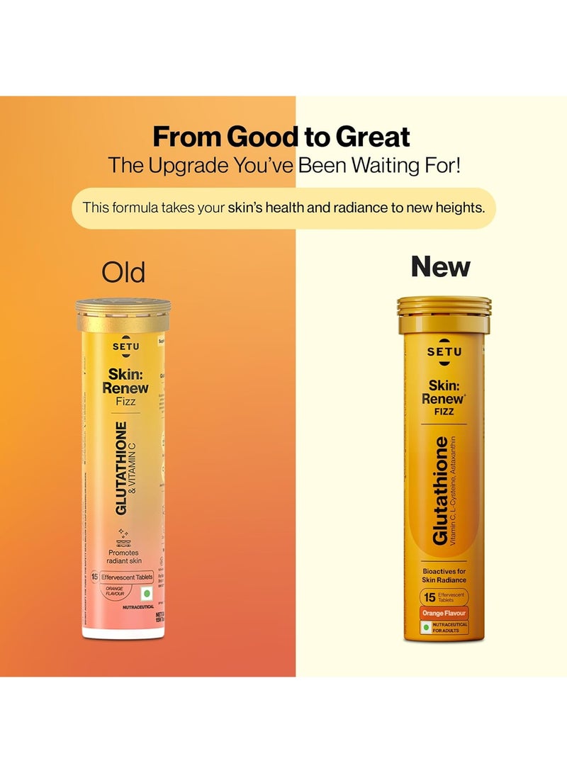 SETU skin renew glutathione tablets for glowing skin 60 effervescent tablets with 500mg l glutathione and vitamin c antioxidant and skin glow supplement orange pack of 4  - Image 2