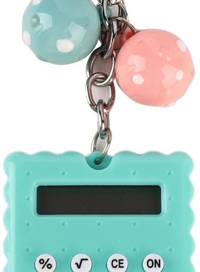 Green Portable Pocket Calculator With Key Chain Cute Color Design - Image 1