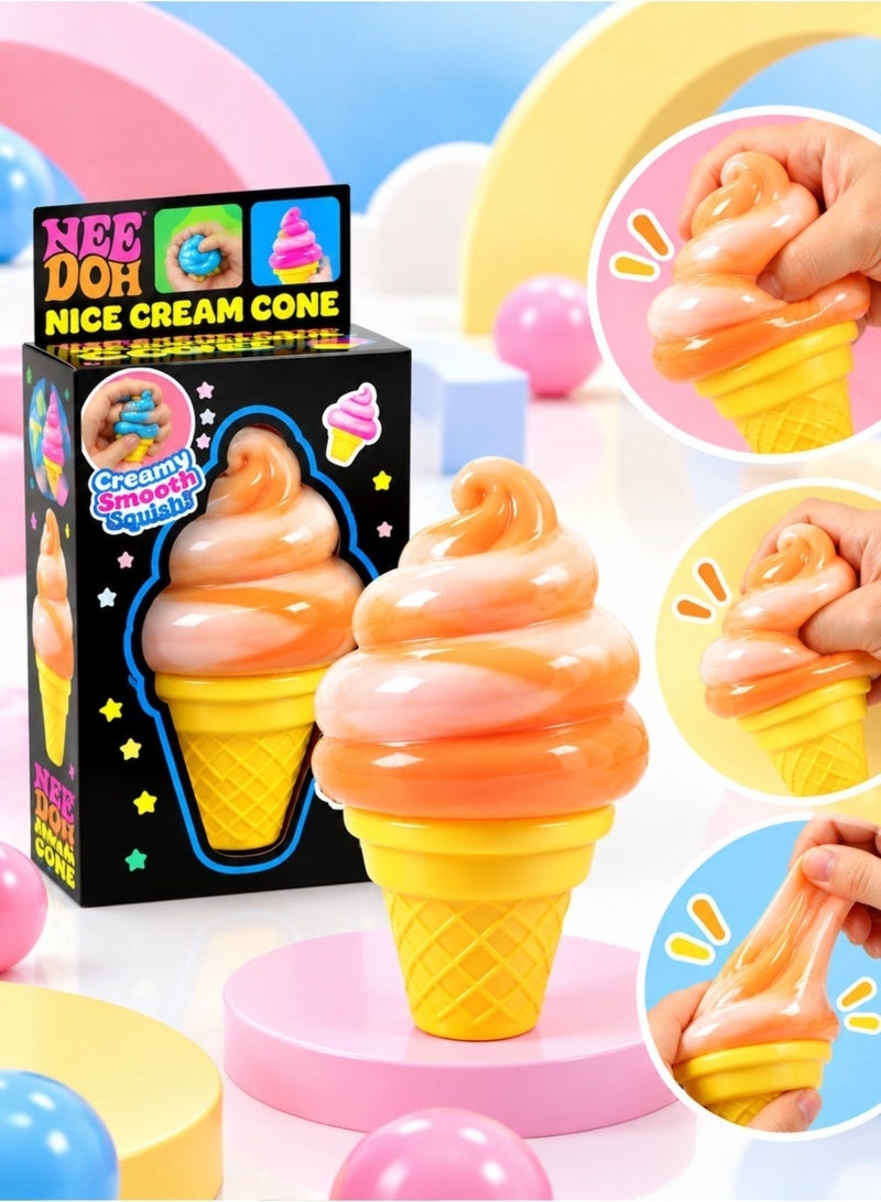 M.A&F's Needoh Ice Cream Cone - Sensory Squeeze Toy (Orange) - Image 1