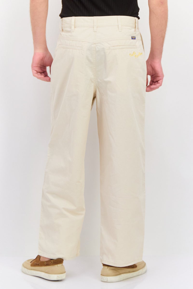 Wrangler Men Super Baggy Fit Solid Straight Leg Pants, Beige  - Image 3