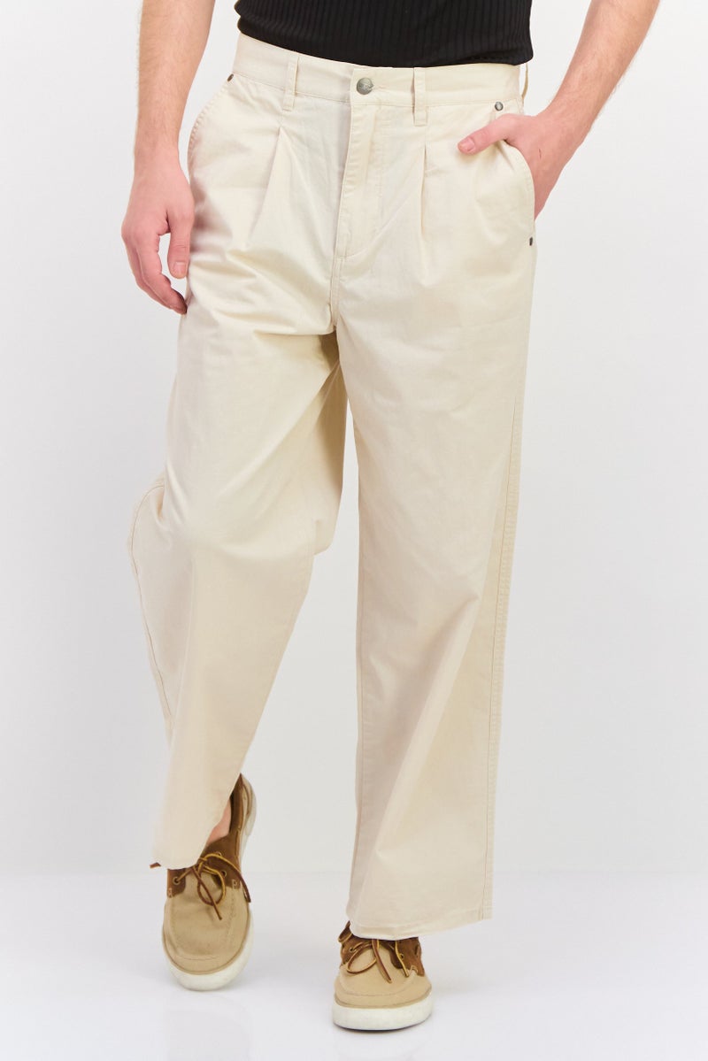 Wrangler Men Super Baggy Fit Solid Straight Leg Pants, Beige  - Image 1
