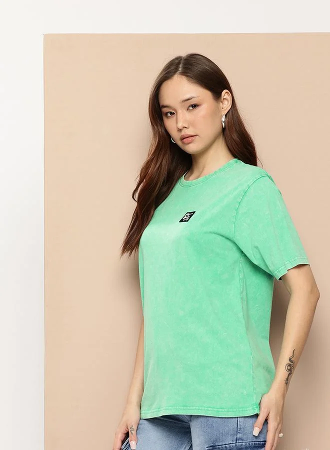 Difference of Opinion Women Oversized Washed Printed T-Shirt