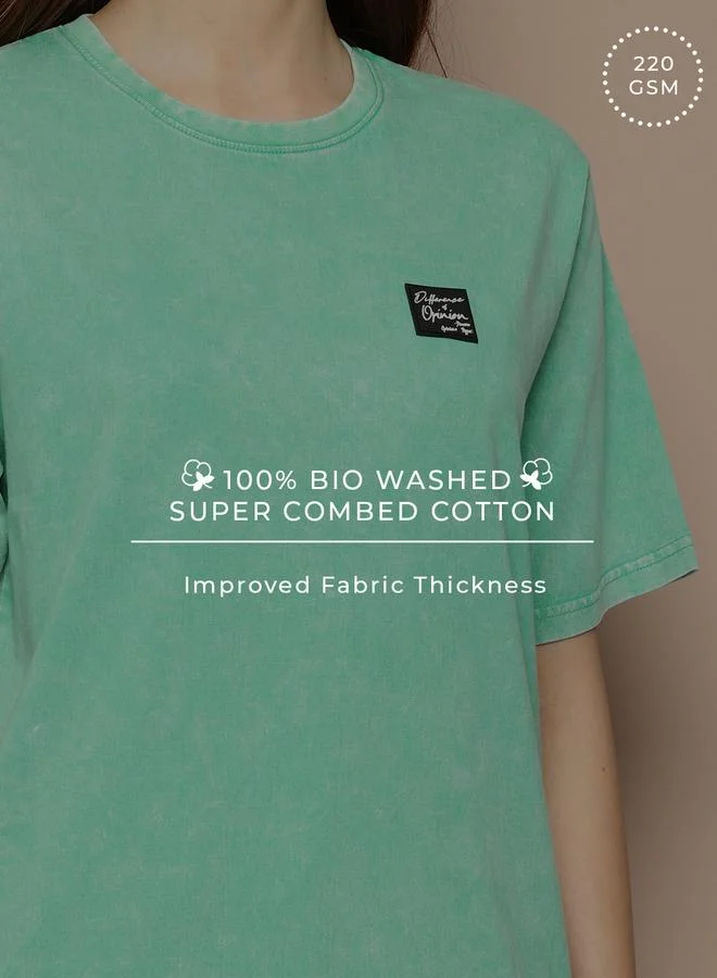 Difference of Opinion Women Oversized Washed Printed T-Shirt