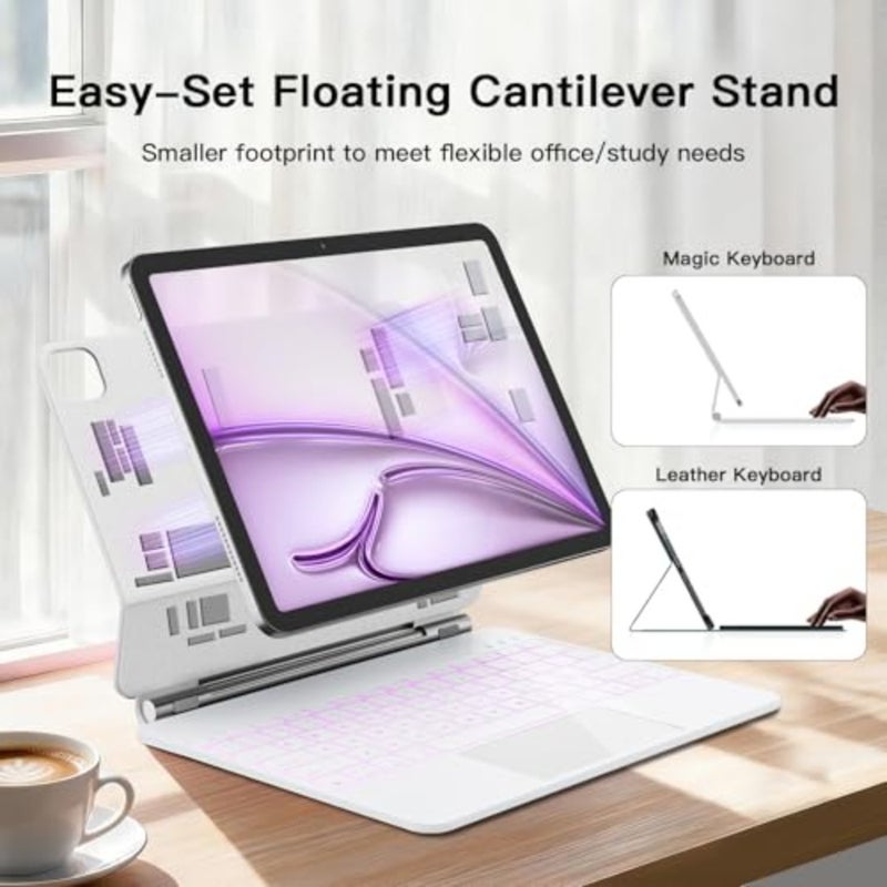 Magic Keyboard for iPad Air 13 inch [M4/M3/M2] and Pro 12.9" 6th/5th/4th/3rd Gen, Wireless iPad Keyboard Case with Magnetic Stand, Multi-Touch Trackpad, 7-Color Backlight, White - Image 4