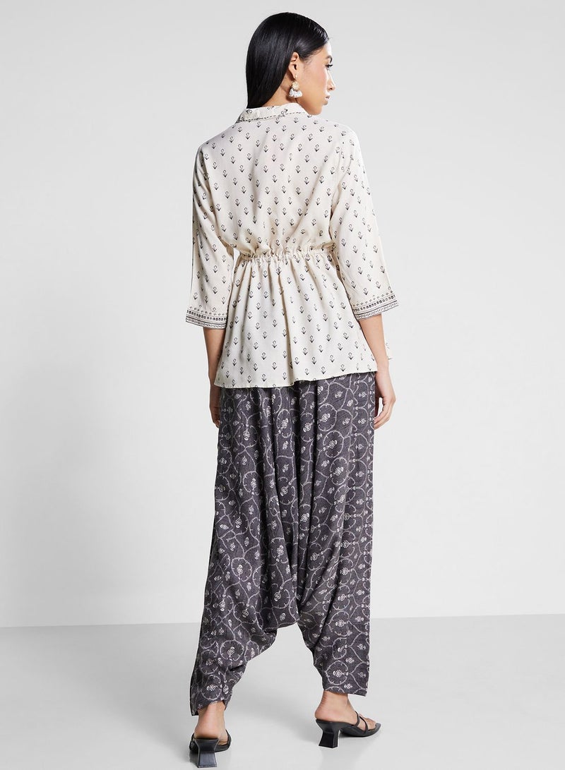 Biba Tie Detail Kurti & Pants Set - Image 2