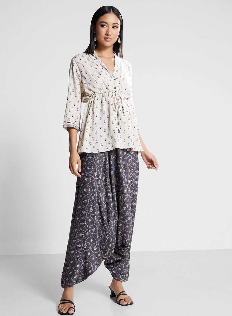Biba Tie Detail Kurti & Pants Set - Image 5