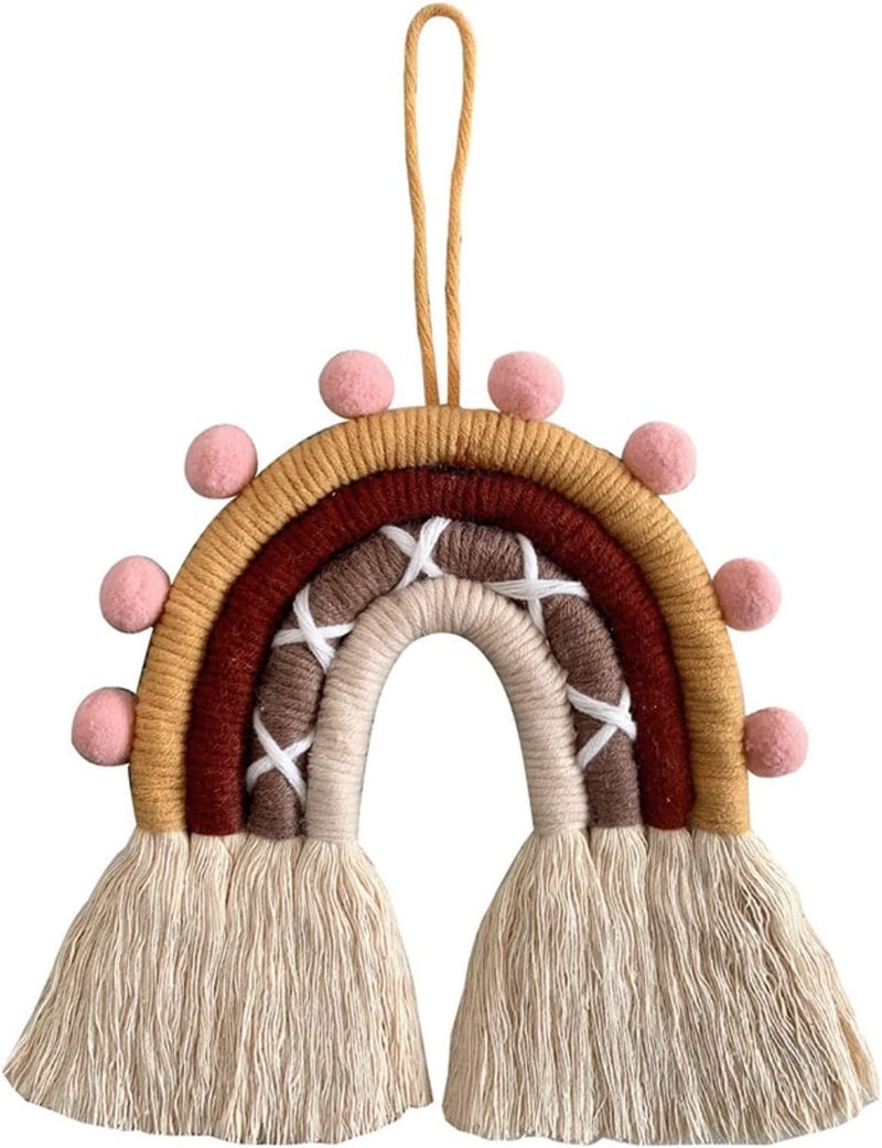 ويوبلز زينة جدارية بألوان قوس قزح مصنوعة يدوياً من المكرمية، هدية مثالية لتزيين المنزل. - Image 1