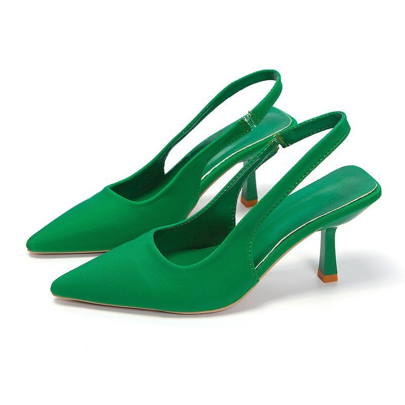 Plus Size High-Heeled Sandals With Bucked Top And Empty Rear Trip Belt New Shallow Mouth Pointed Single-Layer Shoes Stiletto Heel High-Heeled Shoes - Image 5