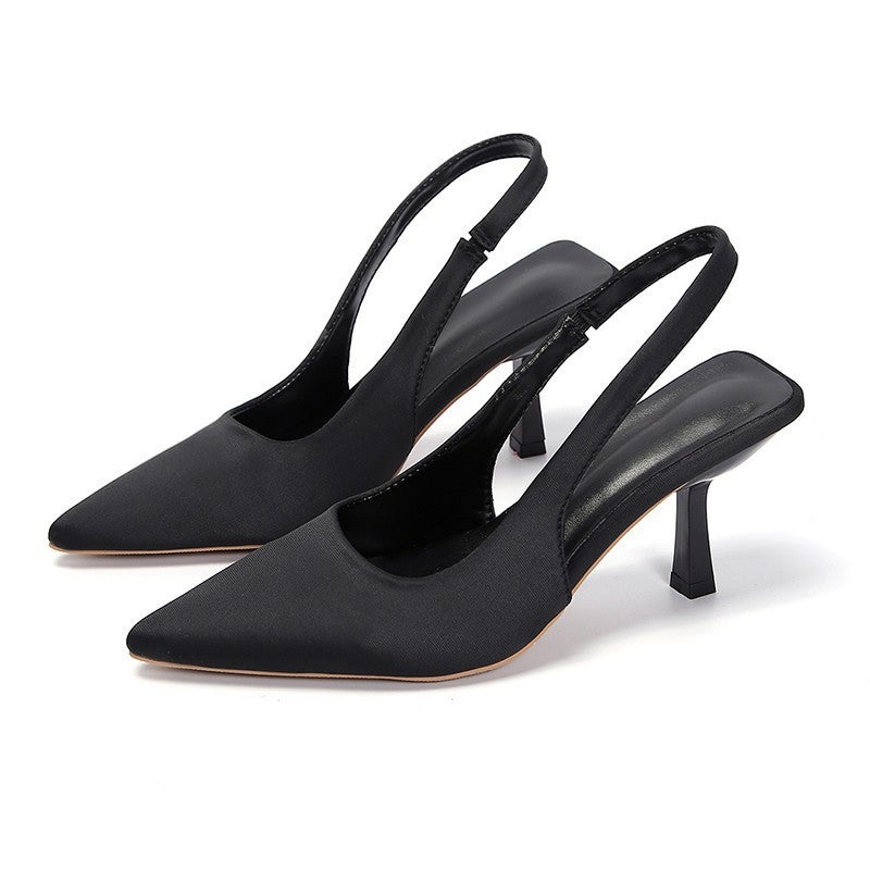 Plus Size High-Heeled Sandals With Bucked Top And Empty Rear Trip Belt New Shallow Mouth Pointed Single-Layer Shoes Stiletto Heel High-Heeled Shoes - Image 3