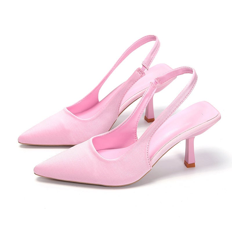 Plus Size High-Heeled Sandals With Bucked Top And Empty Rear Trip Belt New Shallow Mouth Pointed Single-Layer Shoes Stiletto Heel High-Heeled Shoes - Image 1