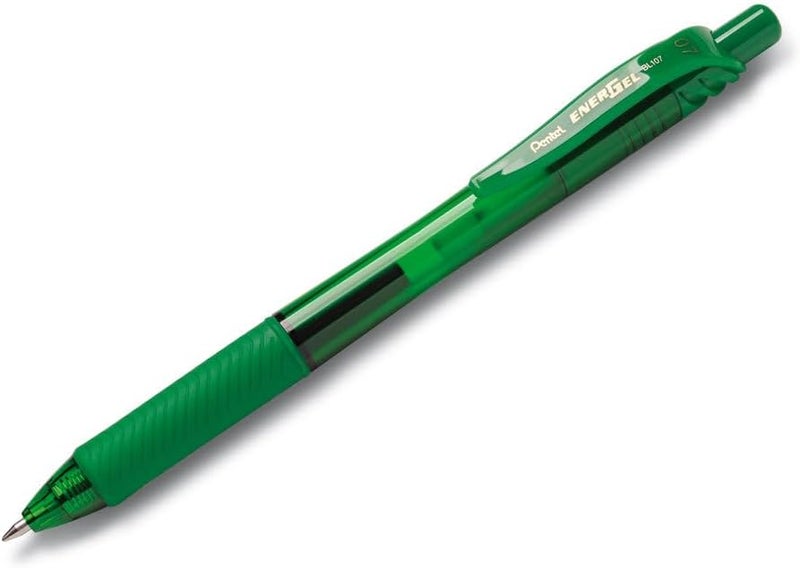 Pentel Energel X Retractable Liquid Gel Roller, 0.7mm Medium Point Size, Green Ink, Box Of 12 - Image 2