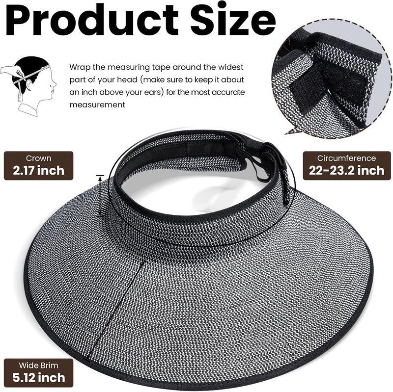 Simplicity Sun Hats for Women Fashionable Womens Wide Brim Hat Roll-up Straw Sun Visor Hat - Image 4