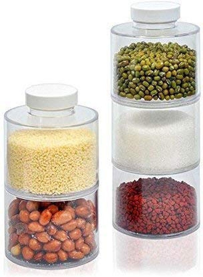 Ostin 6 Pcs Stackable Spice Tower Set, Transparent Seasoning & Herb Containers with Freshness Seal for Kitchen Organization Tool. - Image 1