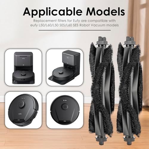 BRUVISH (2 Pack) L60 L50 Replacement Roller Brushes Compatible With eufy L60, L60 Hybrid, L60 SES, L50 SES, L50 Series Robot Vacuum, Main Brush Accessories Kit, Multi-Surface Brush - Image 3