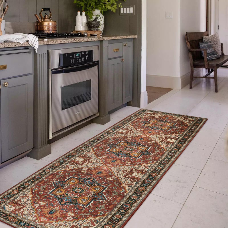 Moynesa UltraThin Washable Runner Rug  2x6 NonSlip Hallway Runner Rug Laundry Room Mat Vintage Stain Resistance Low Pile Bedroom Carpet Runner for Kitchen Entryway Indoor Bathroom Floor Brown