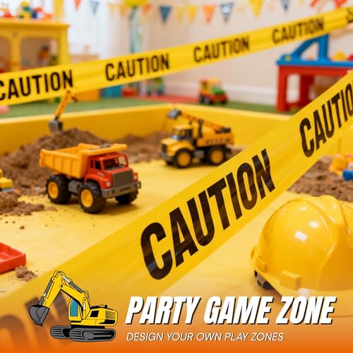 TAPIX Caution Party Tape • 3 in. Wide X 100 Ft. Long • High Visibility • Tear Resistant Design • Great for Construction-Themed Parties & Signage for Small Hazards (100 ft) (1 Pack) - Image 5