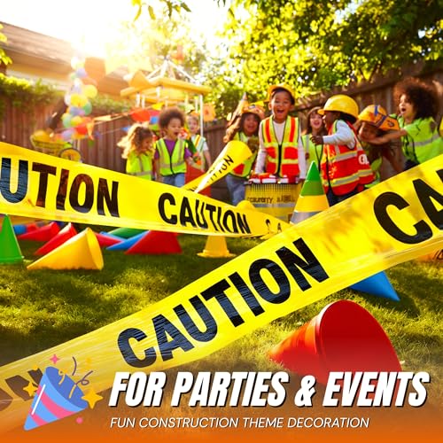 TAPIX Caution Party Tape • 3 in. Wide X 100 Ft. Long • High Visibility • Tear Resistant Design • Great for Construction-Themed Parties & Signage for Small Hazards (100 ft) (1 Pack) - Image 4