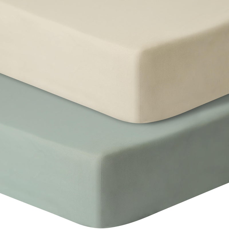 GUNTAIL Pack and Play Sheets Fitted 2 Pack Pack n Play Sheets for Graco Pack n Play Mattress Unisex Playard Sheets for Boys Girls Brown Green 38 X 26 Inch