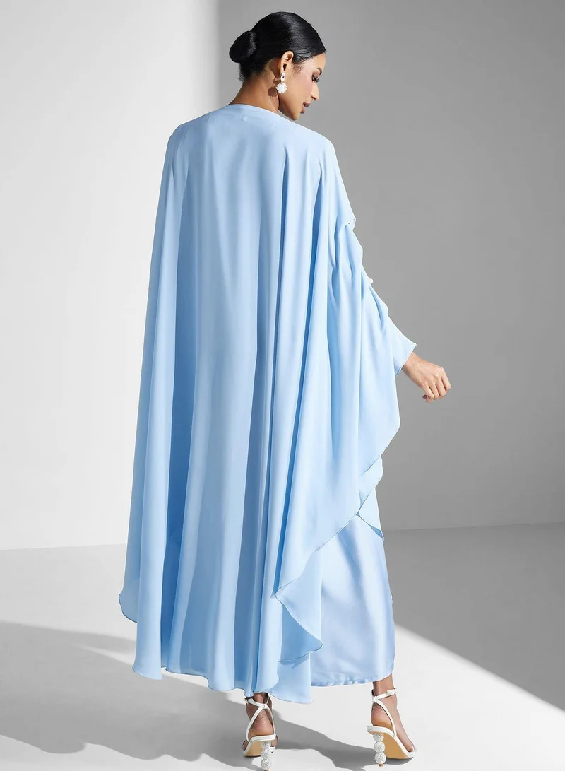 Meem by Mariyah V-Neck Cape Sleeve Abaya