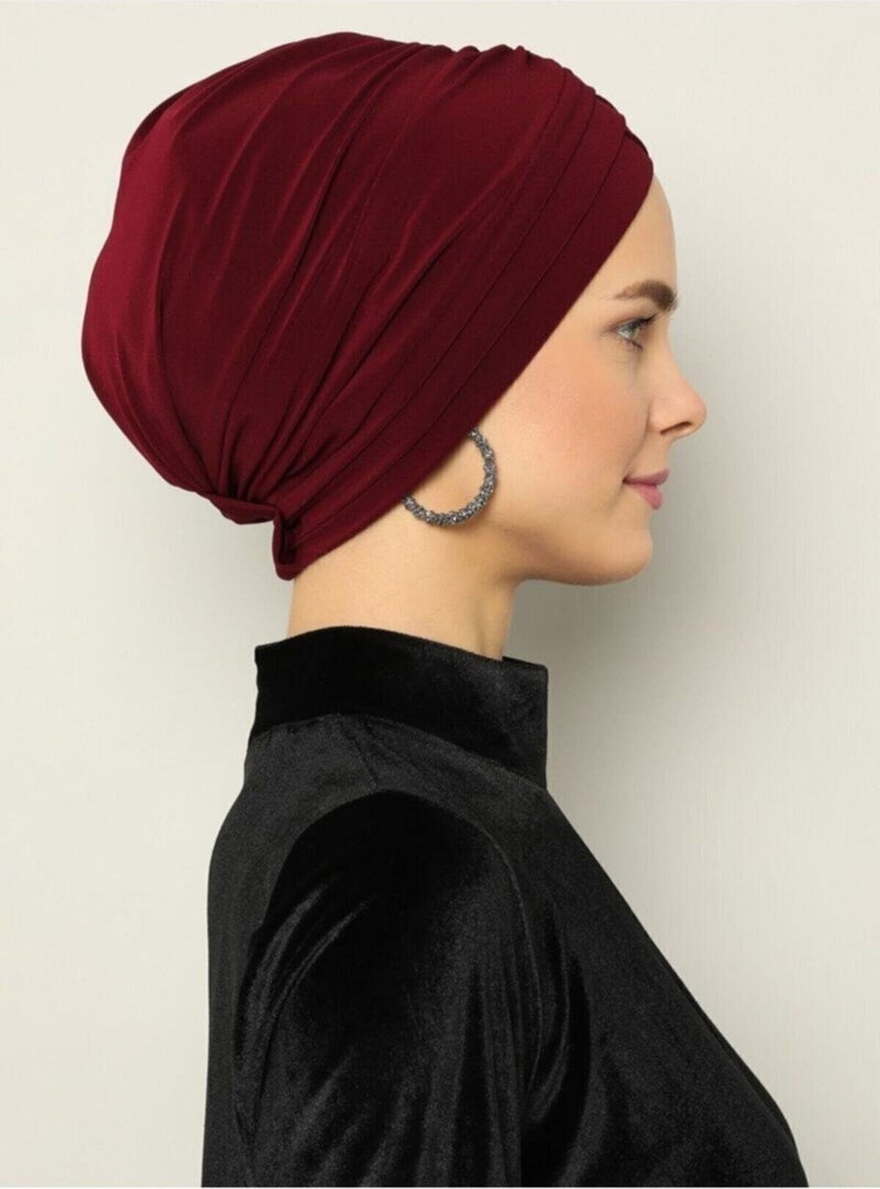 ناجيه سلتان توربان جاهز ثلاثة خطوط لون عنابي  - Image 3