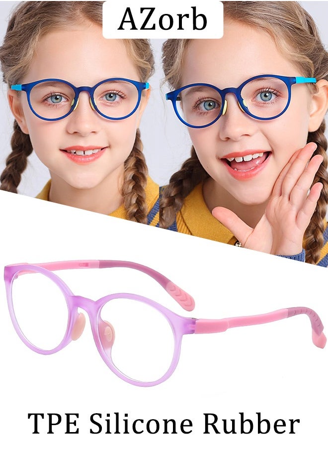 AZorb Kids Blue Light Glasses for Boys Girls TPEE Silicone Soft Frame Anti Blue Light Blocking Eye Glasses for Children Anti UV Eyestrain Radiation Eyeglasses for Reading Computer Gaming Fashion Eyewear  - Image 1
