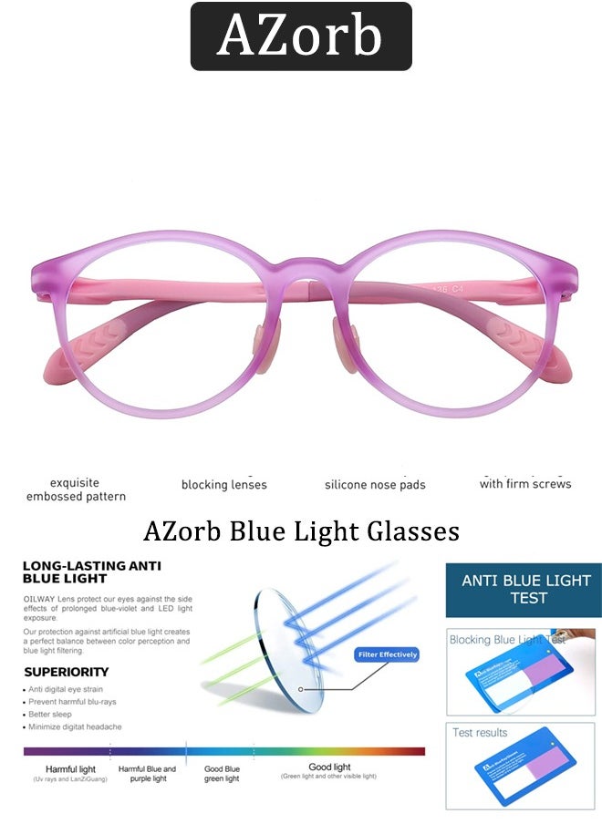 AZorb Kids Blue Light Glasses for Boys Girls TPEE Silicone Soft Frame Anti Blue Light Blocking Eye Glasses for Children Anti UV Eyestrain Radiation Eyeglasses for Reading Computer Gaming Fashion Eyewear  - Image 2