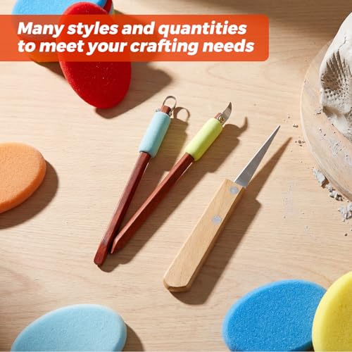 Leriton 2 Pack Pottery Carving Tool Set 6in Sculpture Carving Scraper Tool Pottery Modelling Shape for Tea Cup Mug Vase Leather Hard Clay Cutters with Wooden Handle for Ceramic Sculpture Craft - Image 4