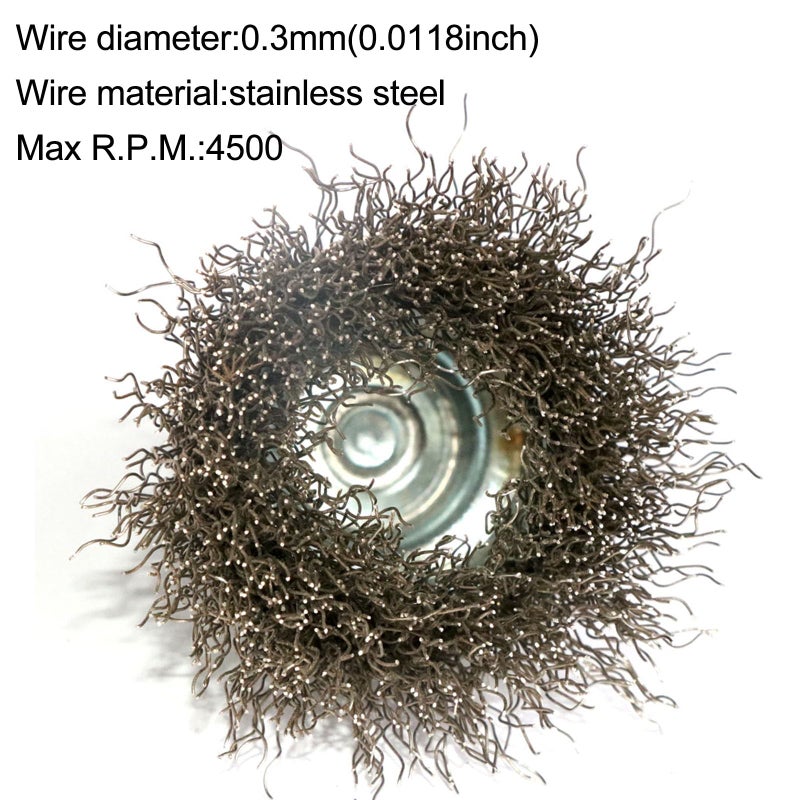 FPPO 7PCS Stainless Steel Wire Wheel Brush, Coarse Crimped Cup Brush and End Brush Kit,Wire Brushes for Use in Machines - Image 3