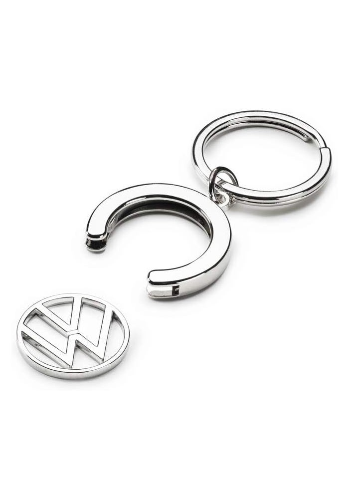 حلقة مفاتيح فولكس فاجن مع شريحة إيداع بشعار VW - فضي