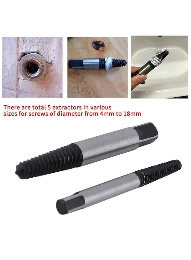 5Pcs Screw Extractor Kit Damaged Broken Bolt Screw Remove Set Easy Take Out Removing Tool With Box  - Image 5