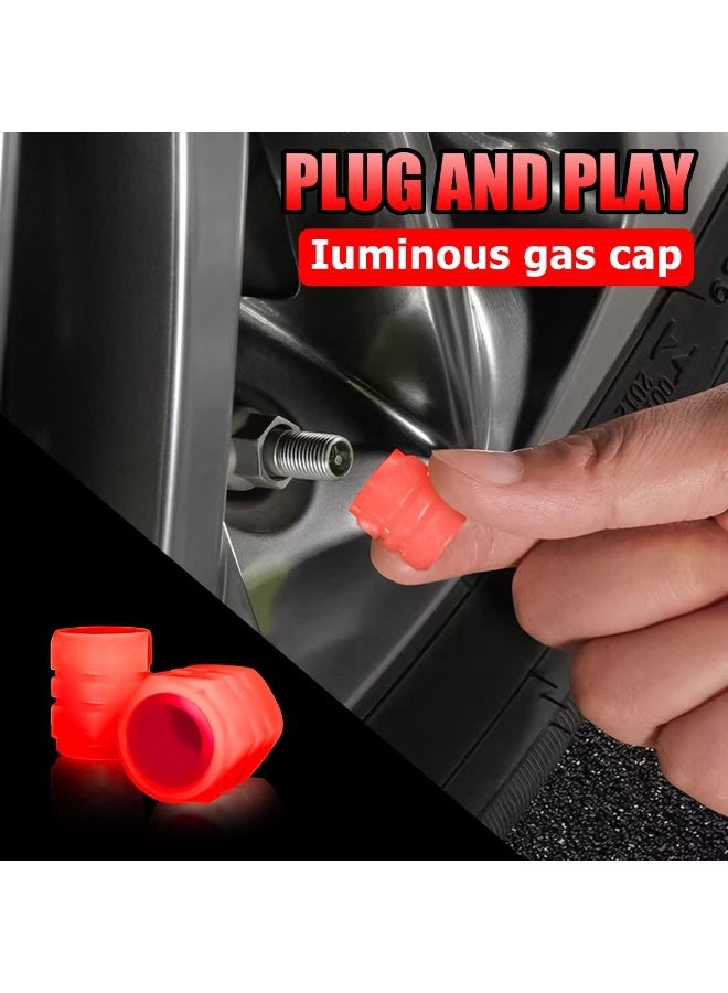 4PCS Tire Air Caps Cover, Illuminated Auto Wheel Valve Stem Cap, Car Accessories Universal for Car, Truck, SUV, Motorcycles, Bike (Red) - Image 3