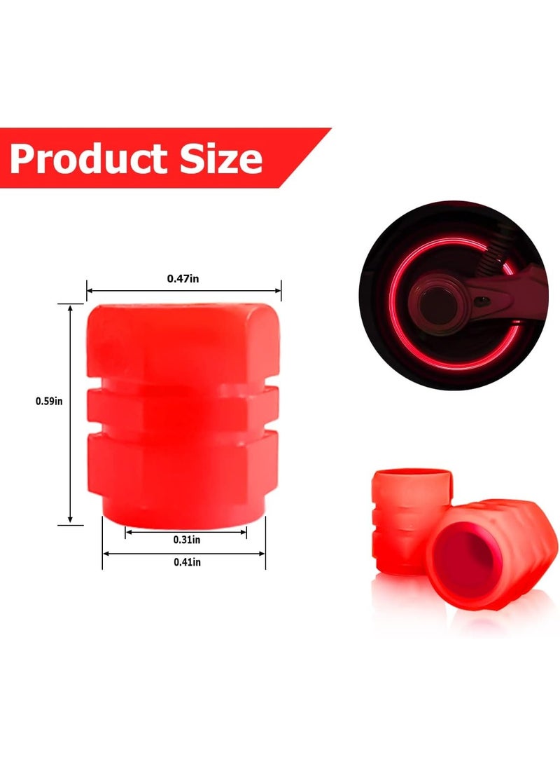 4PCS Tire Air Caps Cover, Illuminated Auto Wheel Valve Stem Cap, Car Accessories Universal for Car, Truck, SUV, Motorcycles, Bike (Red) - Image 5