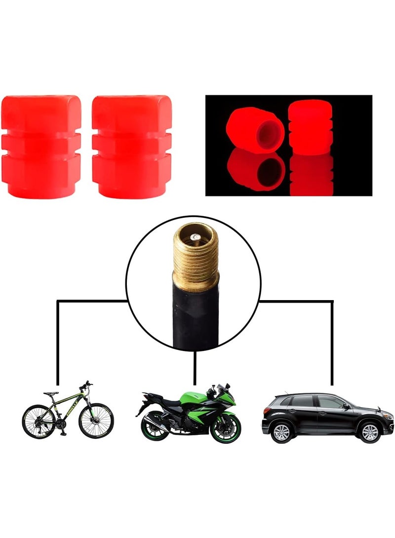 4PCS Tire Air Caps Cover, Illuminated Auto Wheel Valve Stem Cap, Car Accessories Universal for Car, Truck, SUV, Motorcycles, Bike (Red) - Image 2
