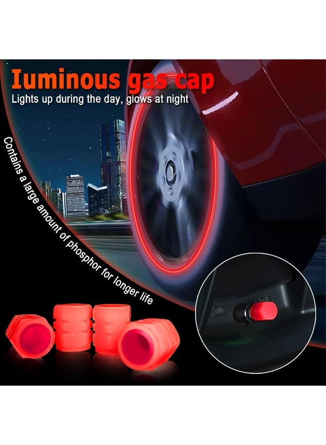4PCS Tire Air Caps Cover, Illuminated Auto Wheel Valve Stem Cap, Car Accessories Universal for Car, Truck, SUV, Motorcycles, Bike (Red) - Image 4