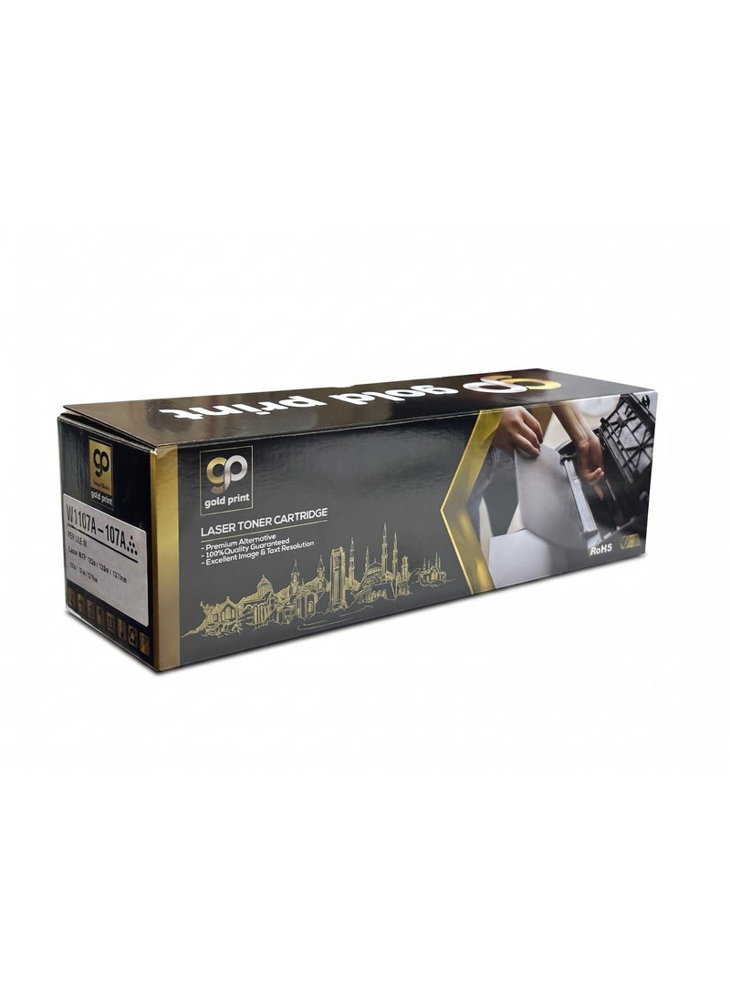 طباعة الذهب Gold Print Premium Toner W1107A 107A. Black   For Use With: HP Laser MFP 135a, 135w, 137fnw, 107a, 107w, 137fnw, Refined toner is infinitely close to original toner to achieve high black printing for HP - Image 1