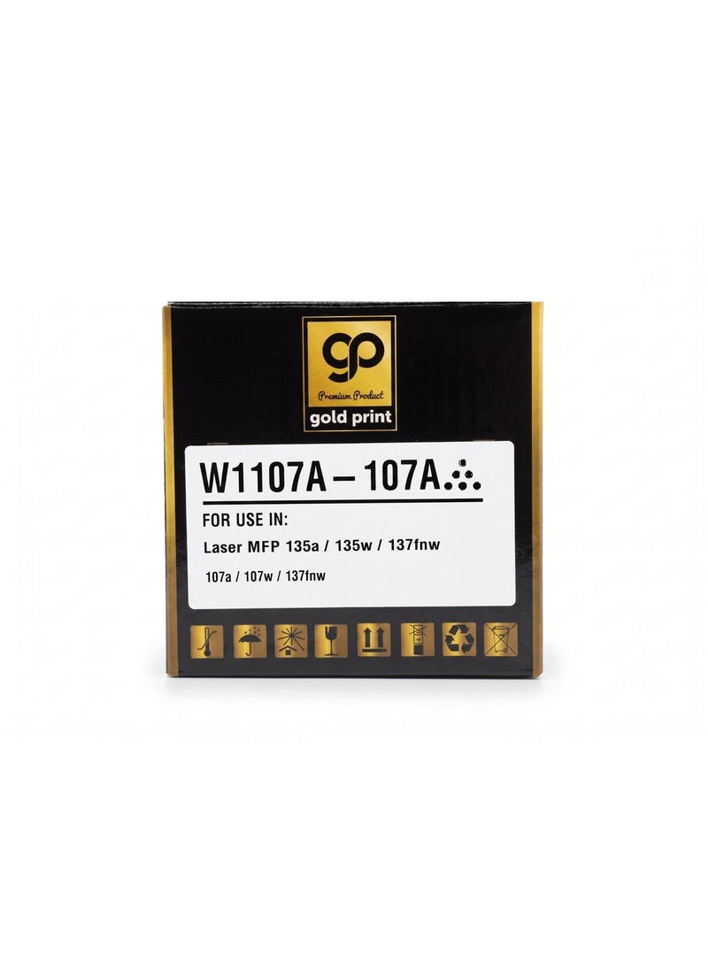 طباعة الذهب Gold Print Premium Toner W1107A 107A. Black   For Use With: HP Laser MFP 135a, 135w, 137fnw, 107a, 107w, 137fnw, Refined toner is infinitely close to original toner to achieve high black printing for HP - Image 2