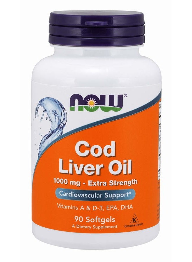 now Now Foods Cod Liver Oil Soft Gels, 1000 mg, 90 Count (2 Pack)  - Image 1